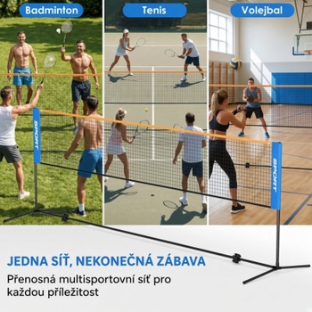 Badmintonová vonkajšia sieť, 400 cm, nastaviteľná výška, modrá - A