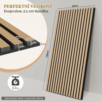Akustické obkladové panely DY-AP001, 120 x 60 x 2,1 cm, 2 kusy, dub - N