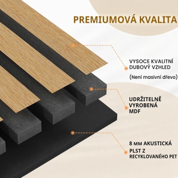 Akustické obkladové panely DY-AP001, 120 x 60 x 2,1 cm, 2 kusy, dub - N
