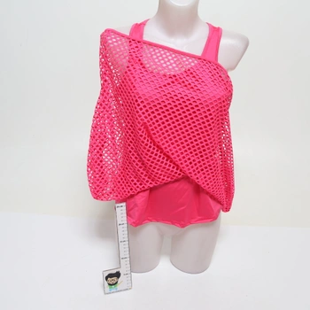 Dámský outfit WILDPARTY 80. a 90. let, síťované tričko, tílko, návleky na nohy, síťované rukavice,