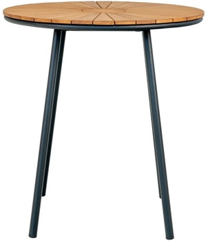Záhradný stolík Cleveland, teaková doska, Ø70 cm, čierna/prírodná - B