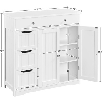 Kúpeľňová skrinka so zásuvkami a dvierkami 613759, 81 x 30,5 x 81 cm, biela - B