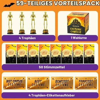 Soutěž o halloweenské kostýmy JOYIN, dárky k večírku, volební urna se 4 trofejemi ve tvaru kostry a
