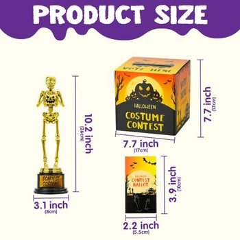 Soutěž o halloweenské kostýmy JOYIN, dárky k večírku, volební urna se 4 trofejemi ve tvaru kostry a