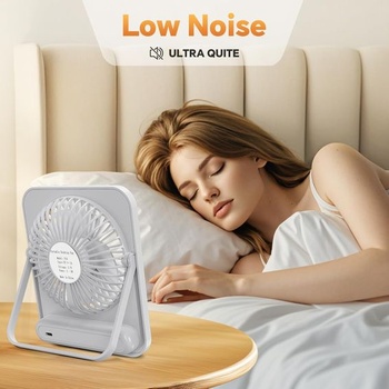 USB stolní ventilátor, malý 2500mAh napájený baterií, tichý mini stolní ventilátor s LED displejem,