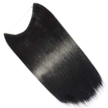 Vlasové prodlužování Silk-co s gumičkou, rovné prodlužování s neviditelnou šňůrkou, syntetický