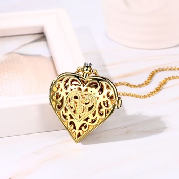 JewelryWe Darček ku Dňu matiek Vreckové hodinky Dámske anjelské krídla Srdcová retiazka Analógové