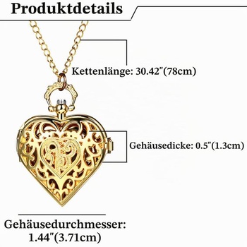 JewelryWe Darček ku Dňu matiek Vreckové hodinky Dámske anjelské krídla Srdcová retiazka Analógové