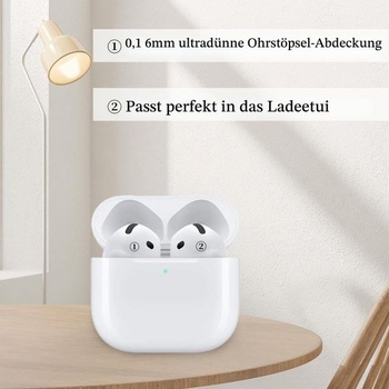 Gumové náušníky kompatibilné s Apple AirPods 4, silikónové ochranné kryty náušníkov, protišmykové,
