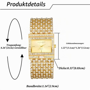 Dámske elegantné analógové quartzové hodinky JewelryWe s kamienkami, obdĺžnikové ležérne hodinky s