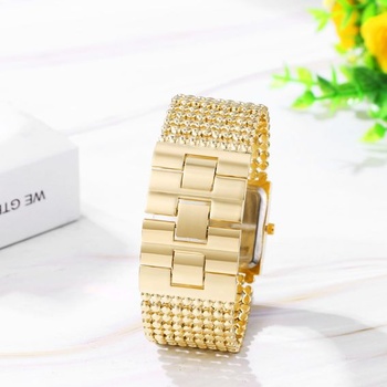 Dámske elegantné analógové quartzové hodinky JewelryWe s kamienkami, obdĺžnikové ležérne hodinky s