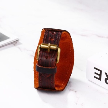 Pánske hodinky JewelryWe z pravej kože - steampunk retro analógové quartzové náramkové hodinky