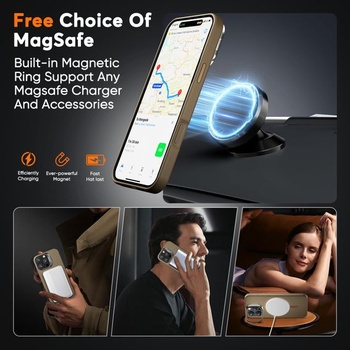 Puzdro Misscase pre iPhone 16 Pro Max so stojanom na fotoaparát, bronzovo zlaté bronzovo zlaté +