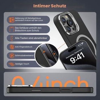 Magnetický kryt Misscase pre iPhone 16 Pro so stojanom na kameru, čierny + držiak pre iPhone 16 Pro