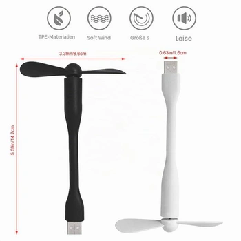 2 ks mini USB ventilátor, ventilátor s flexibilním krkem, flexibilní ventilátor, USB ventilátor pro