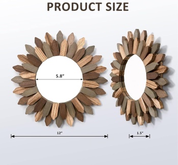 Zrkadlo s rámom Emfogoo okrúhle, drevené, 30cm