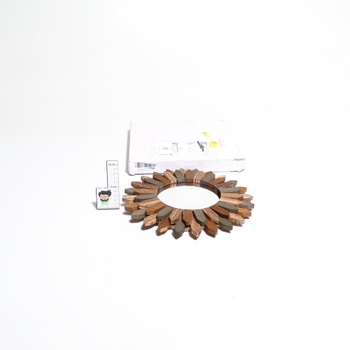 Zrcadlo s rámem Emfogoo kulaté, dřevěné, 30cm