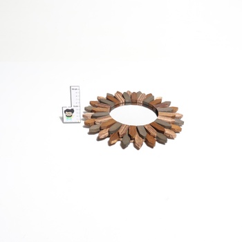 Zrcadlo s rámem Emfogoo kulaté, dřevěné, 30cm