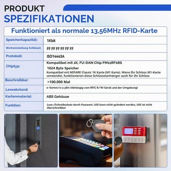 Klasické kľúčenky 1K, ISO14443A, 13,56 MHz, RFID IC kľúčenky, RFID štítok, kontrola prístupu M1,