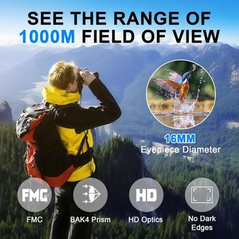 Kompaktní dalekohled flintronic 12x25, HD dalekohled pro děti i dospělé, BAK4 HD hranol + objektiv