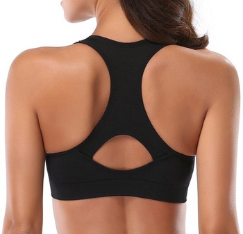 Dámska športová podprsenka ANGOOL s racerback push-up korzetom a vystužením, čierna + šedá, veľkosť S