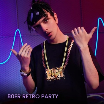 Kostým pasáka, rapper, hip hop, doplnky s retiazkou dolára, veľký zlatý náhrdelník, prsteň so znakom