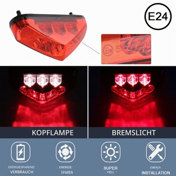 DREAMIZER Zadné brzdové svetlo na motocykel, 12V 9 LED s označením E, univerzálne brzdové svetlo pre