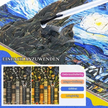 Lepidlo Limino Puzzle s aplikátorem - transparentní sada lepidel na puzzle se 2 štětci, netoxické,
