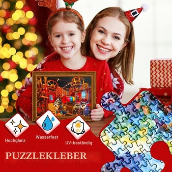 Lepidlo Limino Puzzle s aplikátorem - transparentní sada lepidel na puzzle se 2 štětci, netoxické,