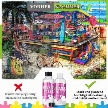 Lepidlo Limino Puzzle s aplikátorem - transparentní sada lepidel na puzzle se 2 štětci, netoxické,