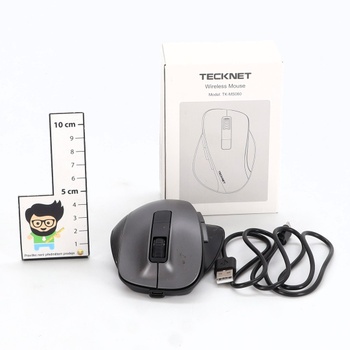 Bezdrátová myš TECKNET Bluetooth, 2.4G+2*BT ergonomická bezdrátová myš, dobíjecí šedá