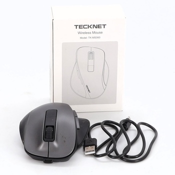 Bezdrátová myš TECKNET Bluetooth, 2.4G+2*BT ergonomická bezdrátová myš, dobíjecí šedá