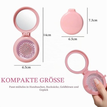 Mini kefa na vlasy 8 ks, farebná skladacia kefa so zrkadielkom, cestovná, farba B