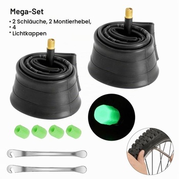 2 x 14-palcové duše do bicyklov, 14x1,75-2,125 - Butylová duša s 32mm ventilom Schrader - Sada