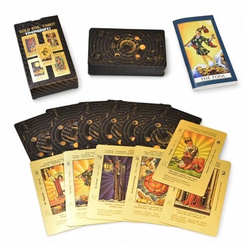 Černo-zlatý tarot angličtina, 78 PET karet, vodotěsné černé…