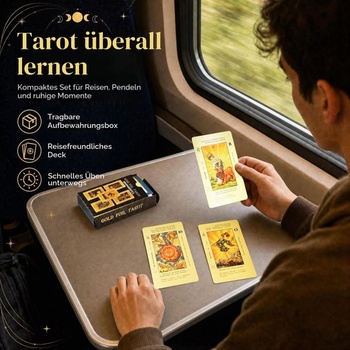 Černo-zlatý tarot angličtina, 78 PET karet, vodotěsné černé nebeské těleso