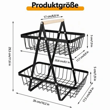 Košík na ovocie, dvojposchodový stojan na ovocie, úložný priestor na ovocie, košík na zeleninu,