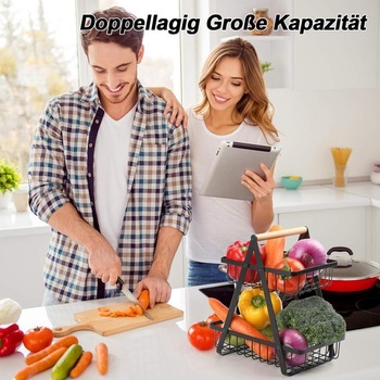 Košík na ovocie, dvojposchodový stojan na ovocie, úložný priestor na ovocie, košík na zeleninu,