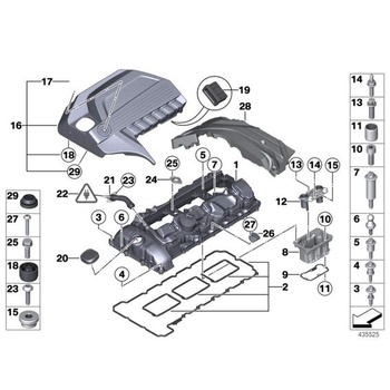 Kryt hlavy valcov motora PCV 11127570292 Pasuje na X1 X3 X5 X6 435i 535i 640i N55 motor 3.0L