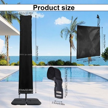 Kryt na slnečník HASLED 57x240 cm vodotesný - ochranný kryt z 210D Oxford so sťahovacou šnúrkou a