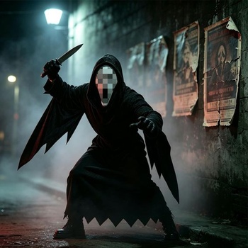 Halloweensky kostým Scream pre mužov, hororový kostým ducha pre dospelých (dospelý - L)