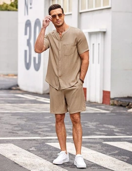 Pánské krátké pyžamo Ekouaer, S-XXL, khaki, M
