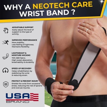 Bandáž zápästia NEOtech Care Wrap - elastická, priedušná tkanina - nastaviteľný kompresný popruh -