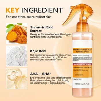 Pure Skin Peel Shot, sprej s kyselinou dojkovou a kurkumou, sprej na tvár a telový peeling s