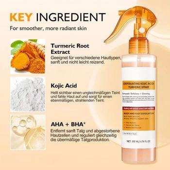 Pure Skin Peel Shot, sprej s kyselinou kojovou a kurkumou, sprej na obličej a tělový peeling s