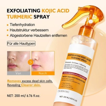Pure Skin Peel Shot, sprej s kyselinou dojkovou a kurkumou, sprej na tvár a telový peeling s