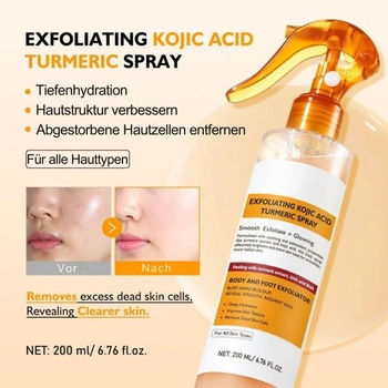 Pure Skin Peel Shot, sprej s kyselinou kojovou a kurkumou, sprej na obličej a tělový peeling s