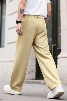 Pánske nohavice Heyfanee Casual, dlhé chino nohavice, široký strih, elegantná látka, khaki, 28W30L