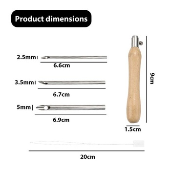 5 kusov rukovätí dierovača, ihlové, nastaviteľné, 2,5 mm, 3,5 mm, 5 mm