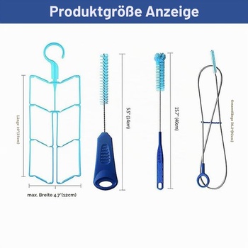Čistiaca sada na hydratačný vak, prenosná čistiaca sada 4 v 1 pre hadice hydratačných vakov, modrá